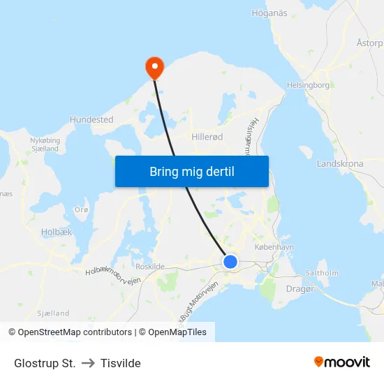 Glostrup St. to Tisvilde map