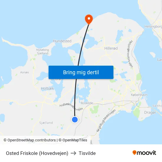 Osted Friskole (Hovedvejen) to Tisvilde map