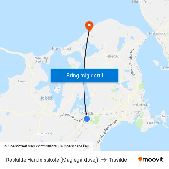 Roskilde Handelsskole (Maglegårdsvej) to Tisvilde map