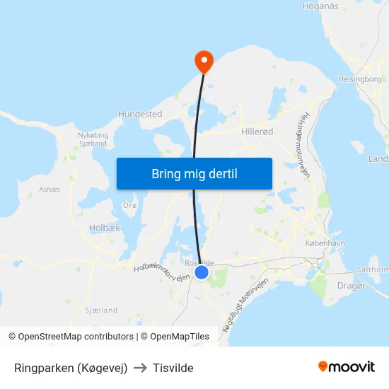 Ringparken (Køgevej) to Tisvilde map