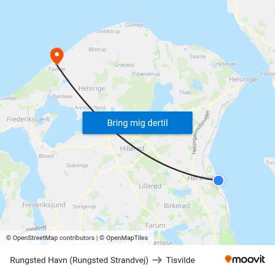 Rungsted Havn (Rungsted Strandvej) to Tisvilde map