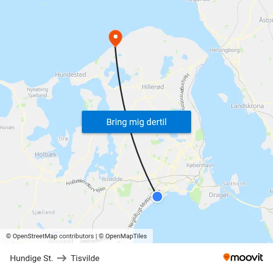 Hundige St. to Tisvilde map
