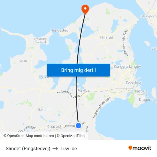 Sandet (Ringstedvej) to Tisvilde map