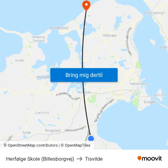 Herfølge Skole (Billesborgvej) to Tisvilde map