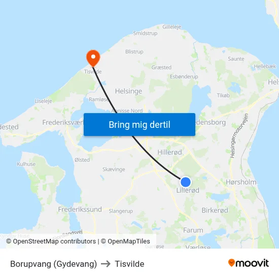 Borupvang (Gydevang) to Tisvilde map