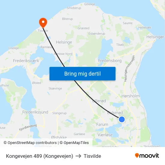 Kongevejen 489 (Kongevejen) to Tisvilde map