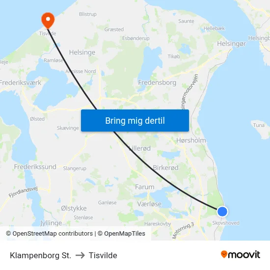 Klampenborg St. to Tisvilde map