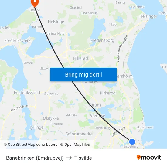 Banebrinken (Emdrupvej) to Tisvilde map
