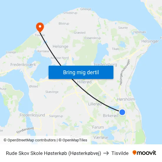 Rude Skov Skole Høsterkøb (Høsterkøbvej) to Tisvilde map