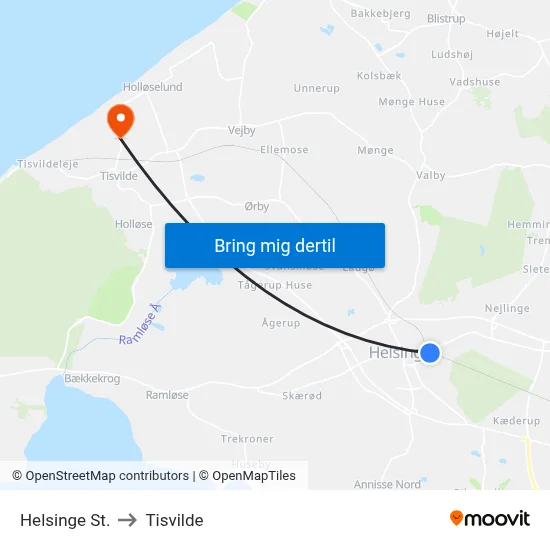 Helsinge St. to Tisvilde map