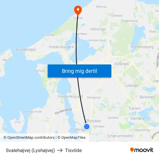 Svalehøjvej (Lyshøjvej) to Tisvilde map