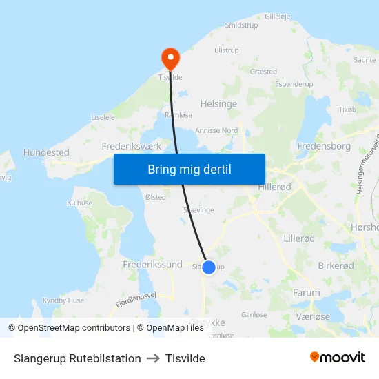 Slangerup Rutebilstation to Tisvilde map