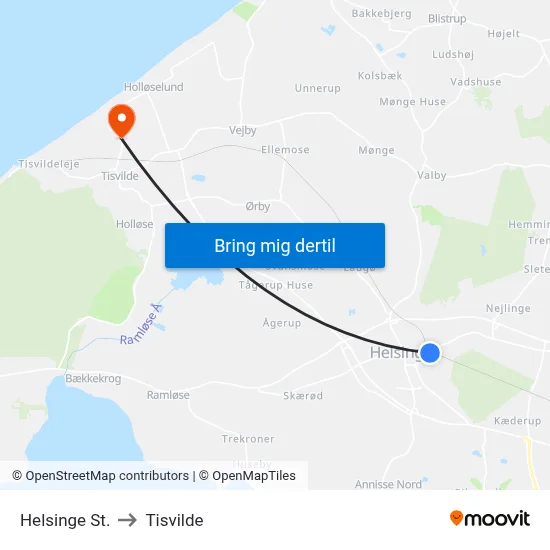 Helsinge St. to Tisvilde map