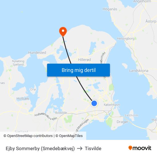 Ejby Sommerby (Smedebækvej) to Tisvilde map