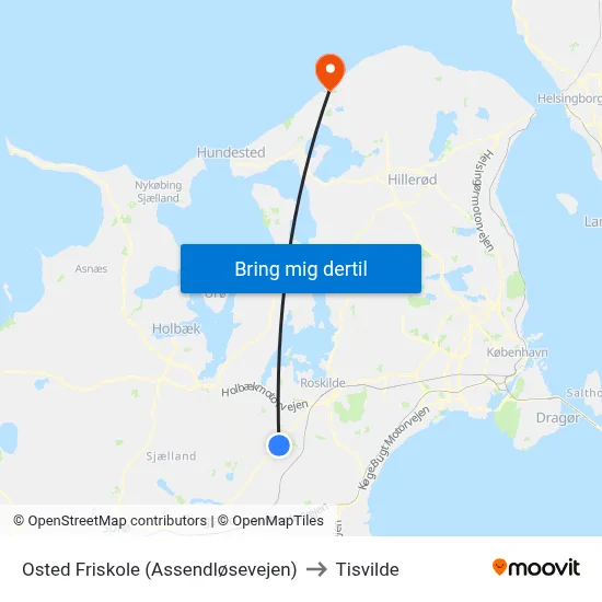 Osted Friskole (Assendløsevejen) to Tisvilde map