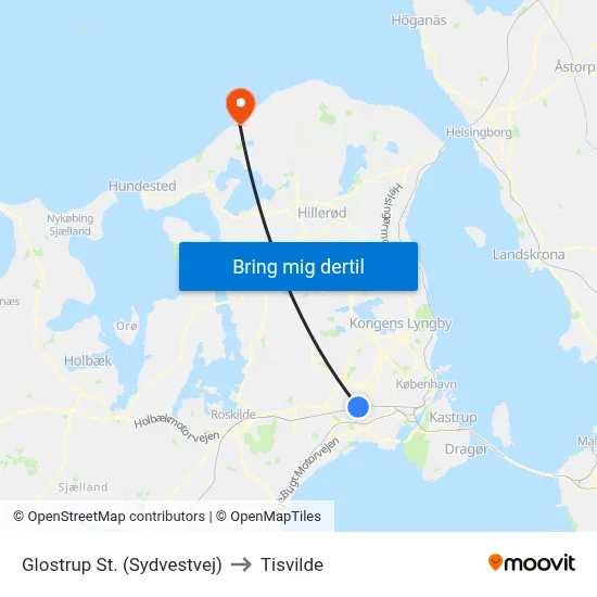 Glostrup St. (Sydvestvej) to Tisvilde map