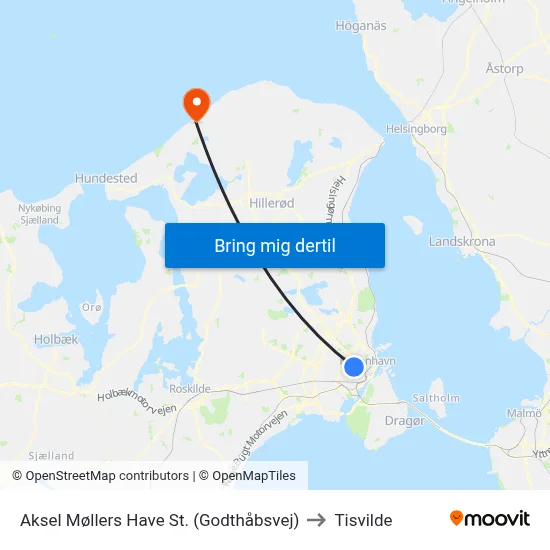 Aksel Møllers Have St. (Godthåbsvej) to Tisvilde map