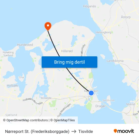 Nørreport St. (Frederiksborggade) to Tisvilde map
