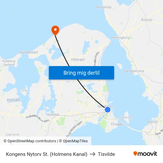 Kongens Nytorv St. (Holmens Kanal) to Tisvilde map