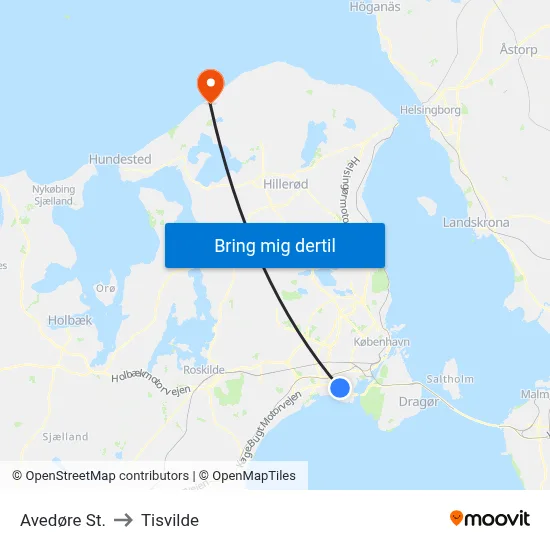 Avedøre St. to Tisvilde map