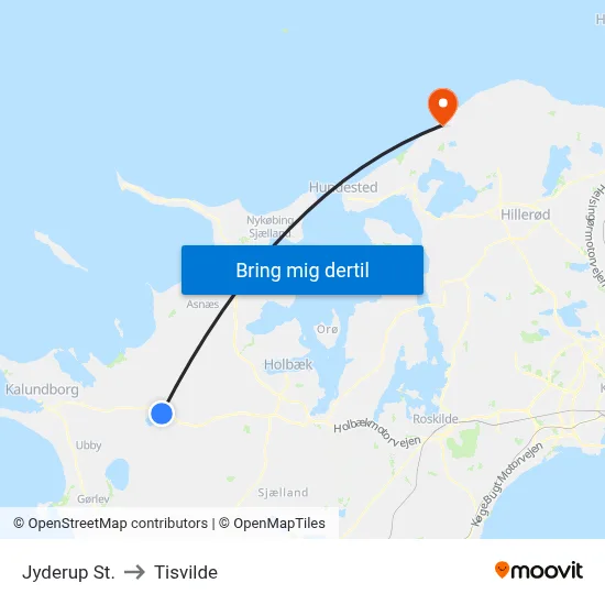 Jyderup St. to Tisvilde map