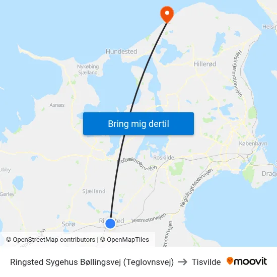 Ringsted Sygehus Bøllingsvej (Teglovnsvej) to Tisvilde map