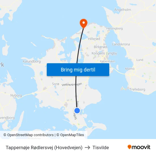 Tappernøje Rødlersvej (Hovedvejen) to Tisvilde map