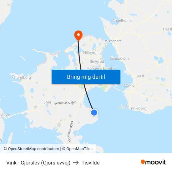 Vink - Gjorslev (Gjorslevvej) to Tisvilde map