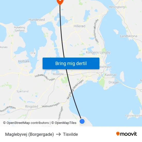 Maglebyvej (Borgergade) to Tisvilde map