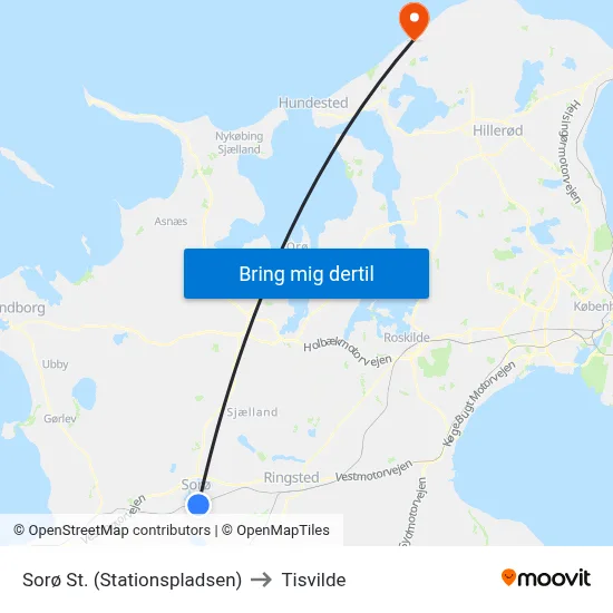 Sorø St. (Stationspladsen) to Tisvilde map