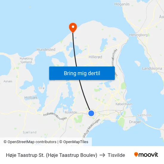 Høje Taastrup St. (Høje Taastrup Boulev) to Tisvilde map