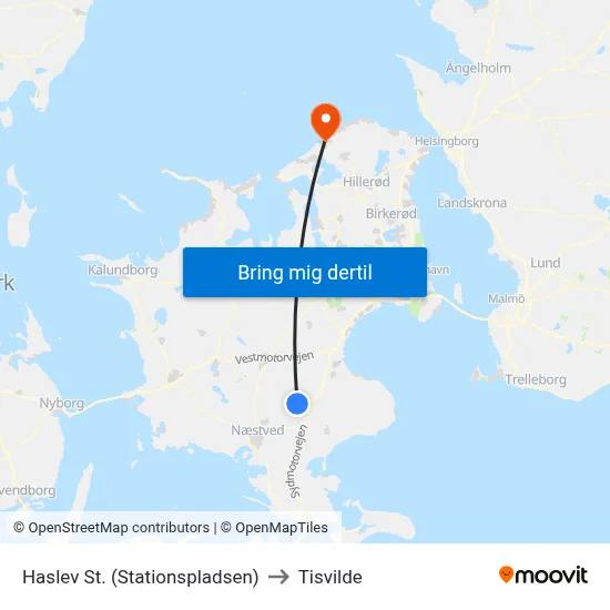 Haslev St. (Stationspladsen) to Tisvilde map