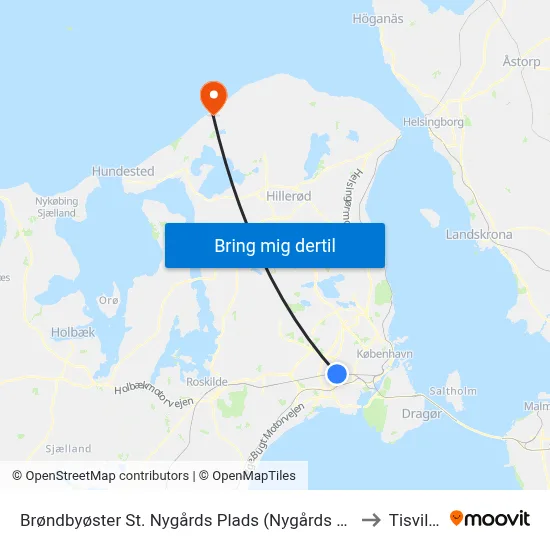 Brøndbyøster St. Nygårds Plads (Nygårds Plads) to Tisvilde map