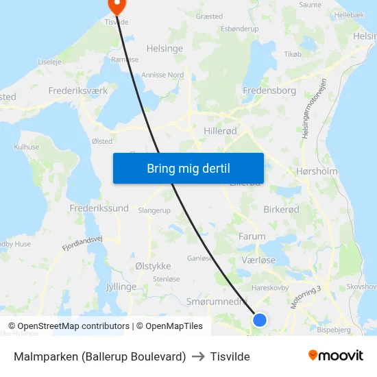 Malmparken (Ballerup Boulevard) to Tisvilde map