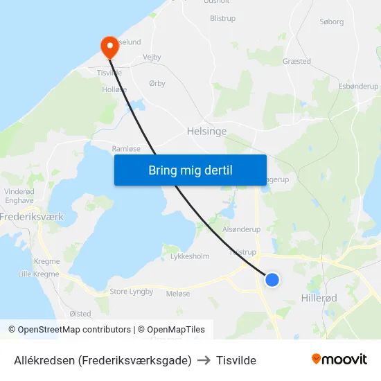 Allékredsen (Frederiksværksgade) to Tisvilde map