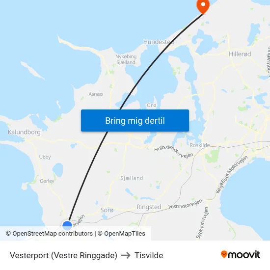 Vesterport (Vestre Ringgade) to Tisvilde map
