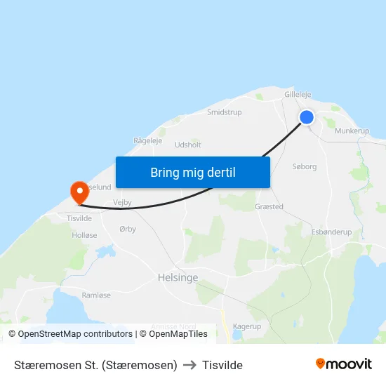 Stæremosen St. (Stæremosen) to Tisvilde map