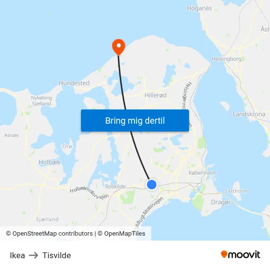 Ikea to Tisvilde map