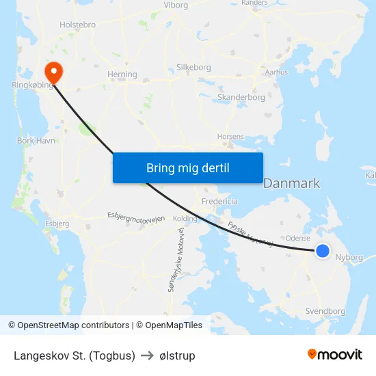 Langeskov St. (Togbus) to ølstrup map