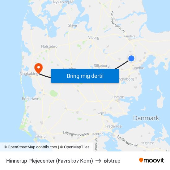 Hinnerup Plejecenter (Favrskov Kom) to ølstrup map