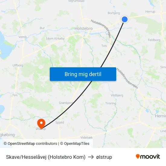 Skave/Hesselåvej (Holstebro Kom) to ølstrup map
