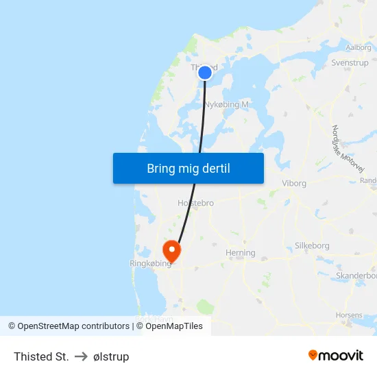 Thisted St. to ølstrup map