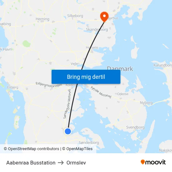 Aabenraa Busstation to Ormslev map