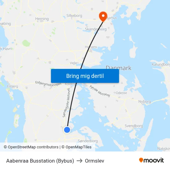 Aabenraa Busstation (Bybus) to Ormslev map