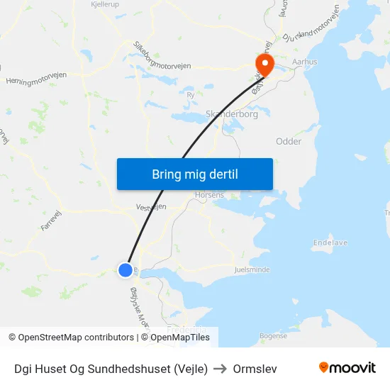 Dgi Huset Og Sundhedshuset (Vejle) to Ormslev map