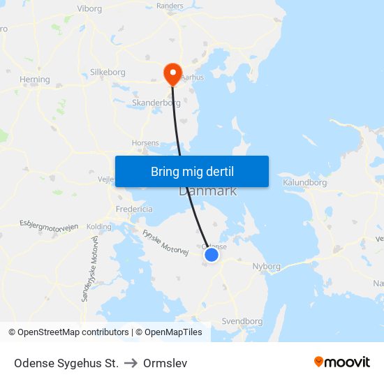 Odense Sygehus St. to Ormslev map