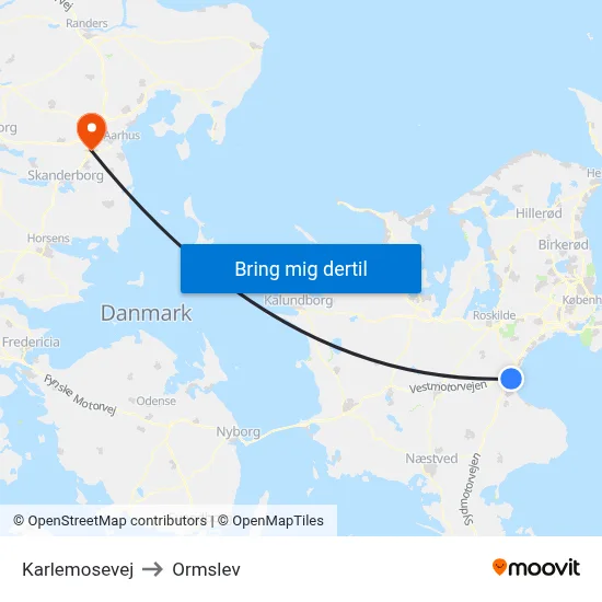 Karlemosevej to Ormslev map