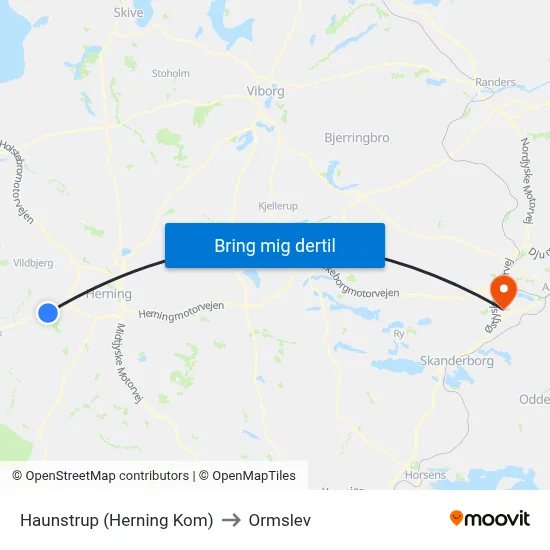Haunstrup (Herning Kom) to Ormslev map