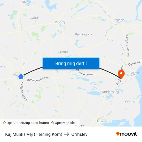 Kaj Munks Vej (Herning Kom) to Ormslev map