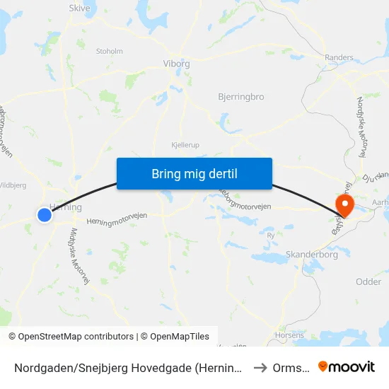 Nordgaden/Snejbjerg Hovedgade (Herning Kom) to Ormslev map